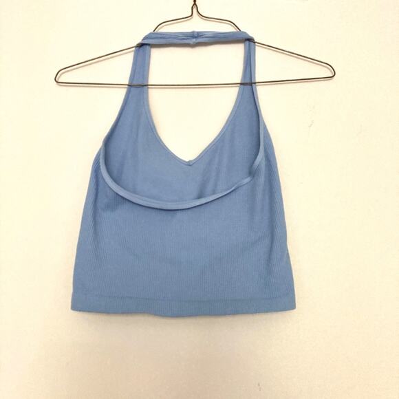 Full tilt Blue ribbed halter crop top size S - Picture 2 of 3